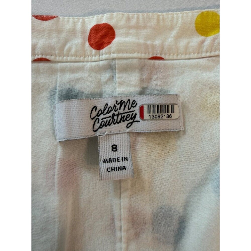 Color Me Courtney Dipping Dot Midi Dress Size 8 Rainbow Polka Dot Ruffle Hem - Picture 5 of 7